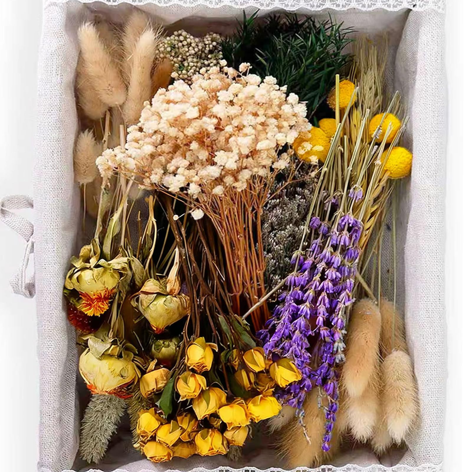 130Pcs DIY Mixed Natural Dried Flower Set assorted blooms including lavender and eucalyptus