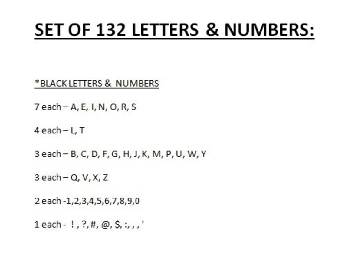 132 Letters/Numbers set for XL LETTERBOARD changeable wall letter board