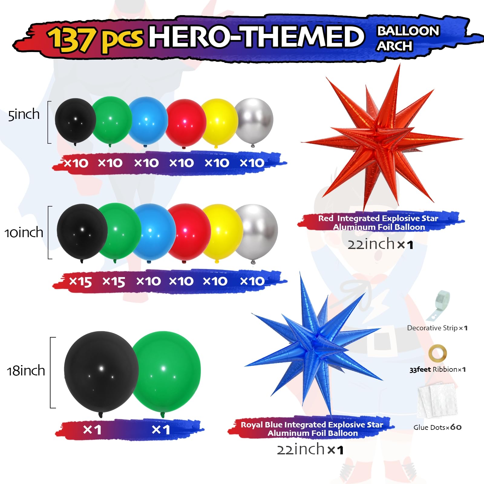 Black 18inch balloons in kit