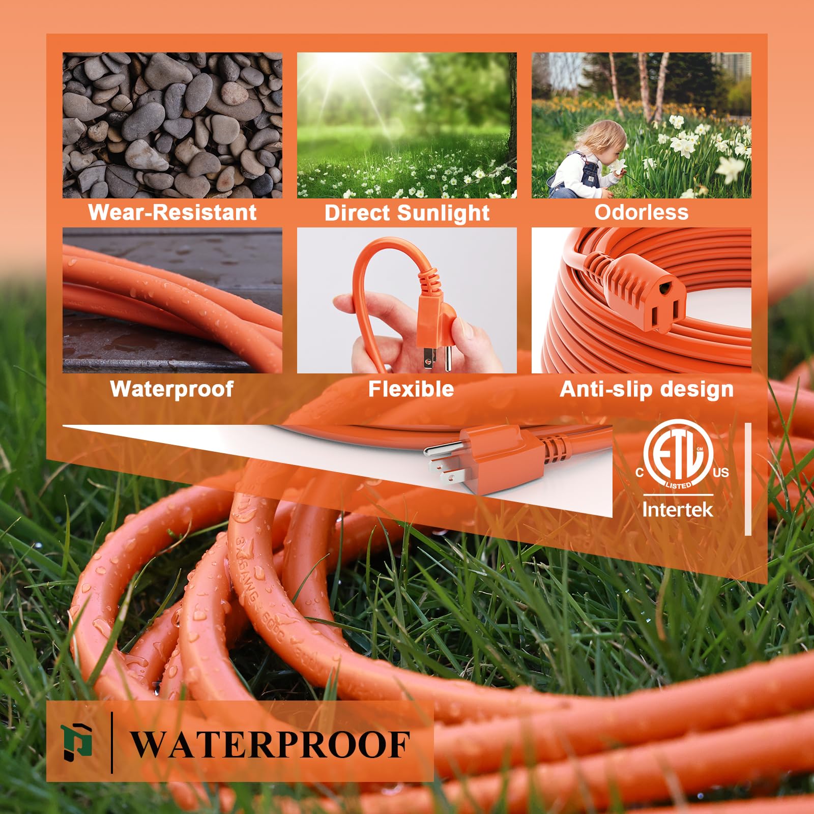 13A 1625W extension cord compatible with NEMA5-15P/R