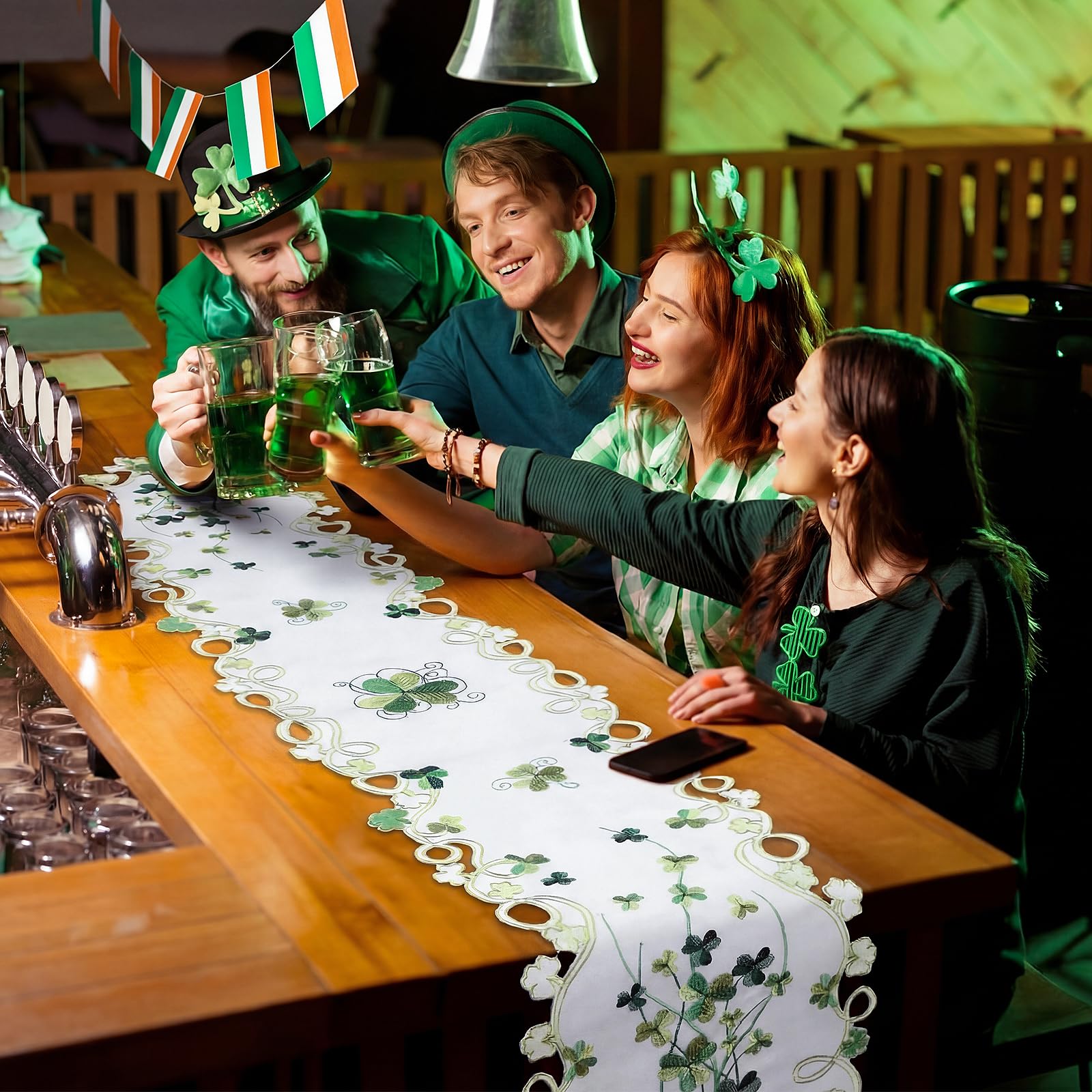 13 x 69.3 inch polyester table runner for St Patrick's Day