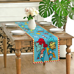 13 by 72 inch table runner in red and blue stripes
