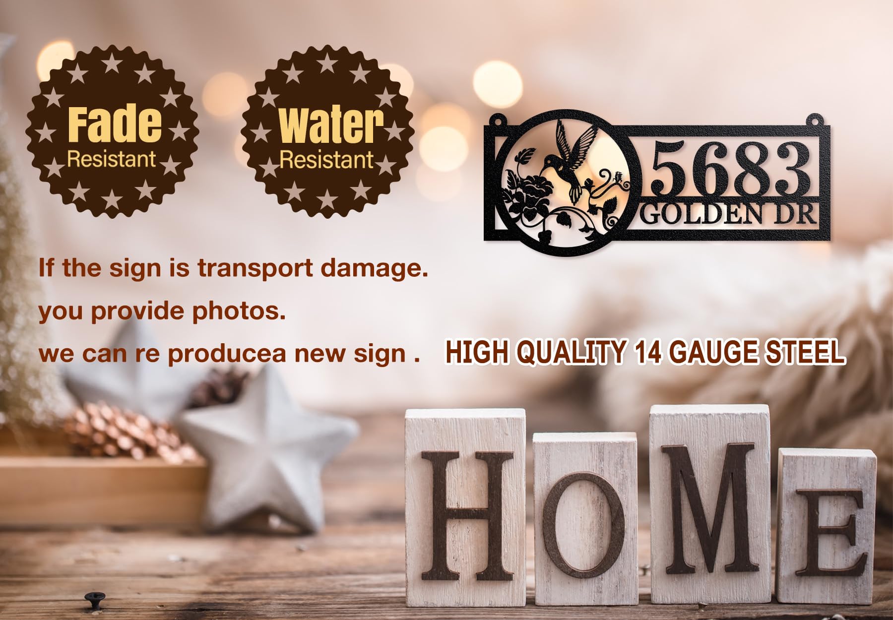 14 gauge steel address sign ready for installation