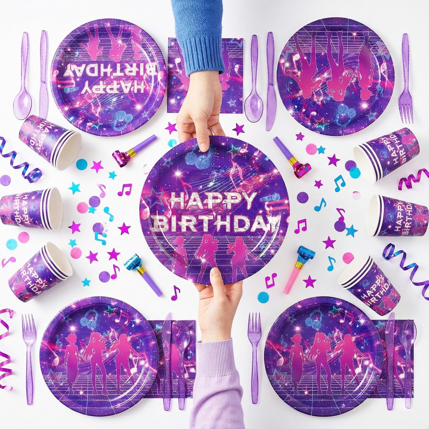 kpop music theme birthday supplies 7 inch plates