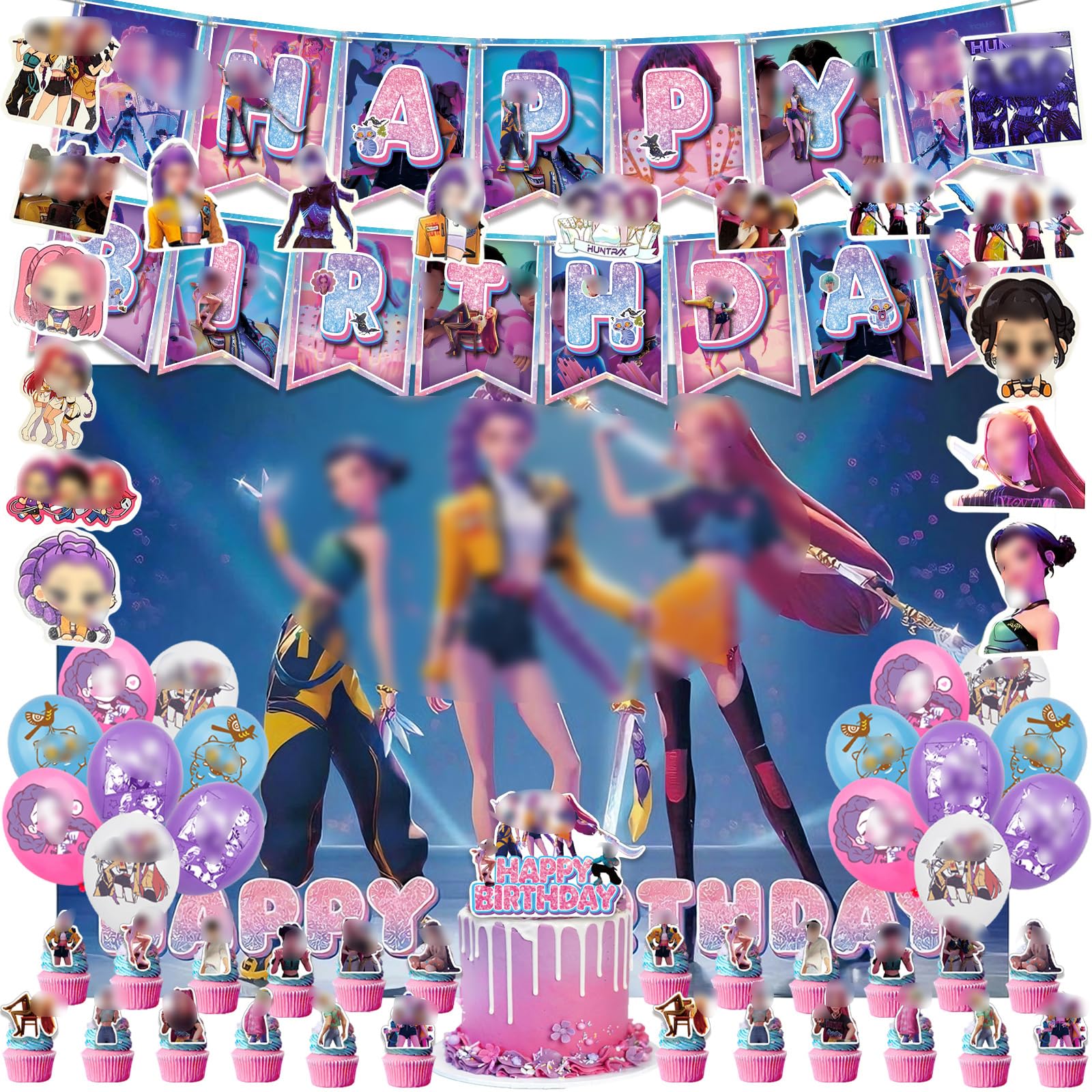 147 piece Kpop party supplies kit backdrop and banner