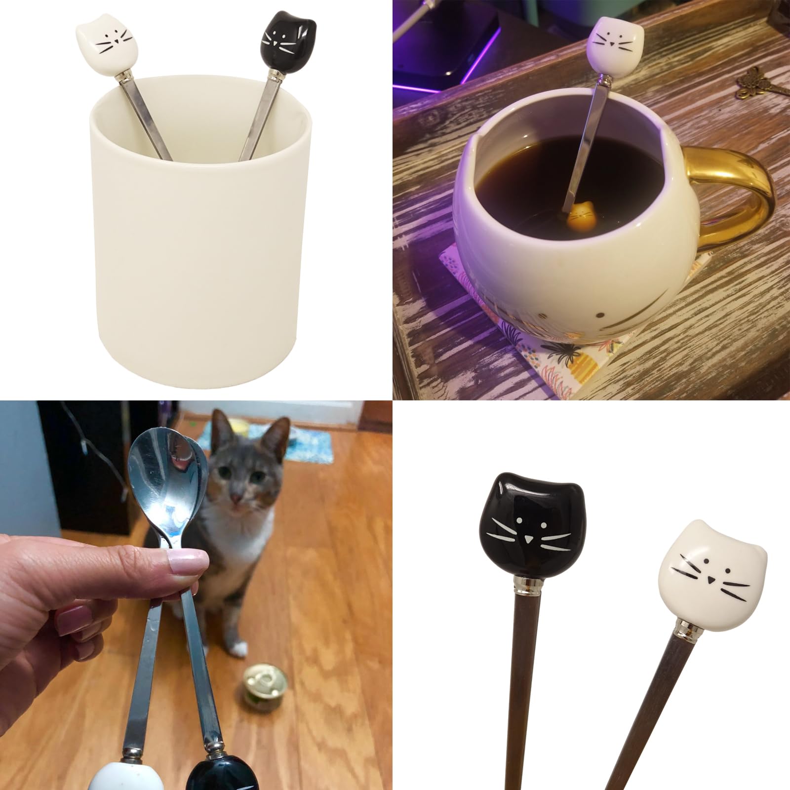 Pack of 2 cat spoons for mugs