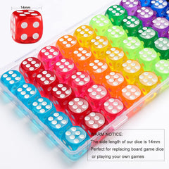 14mm bulk colored dice with rounded acrylic edges