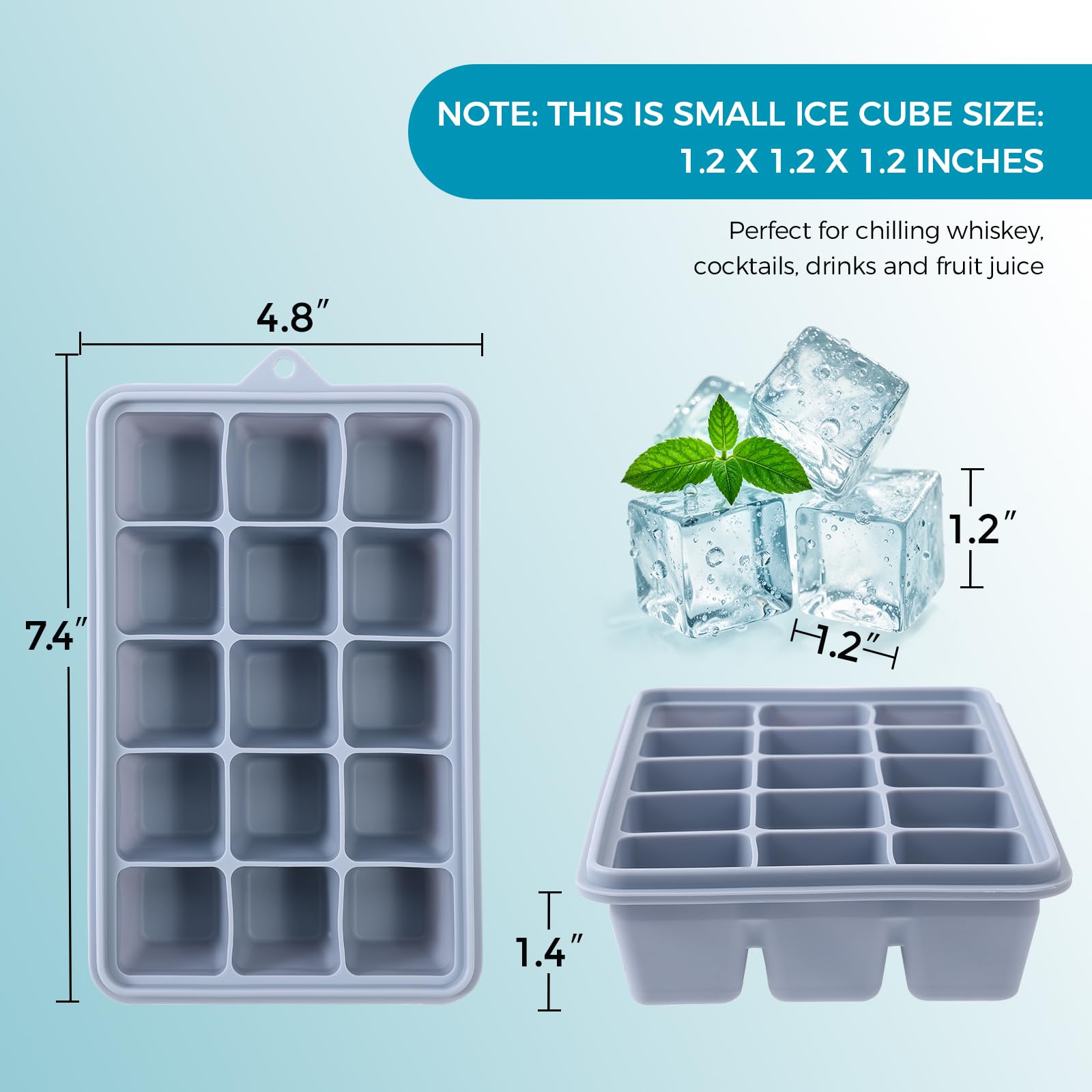 15-cavity ice tray set designed for freezer use