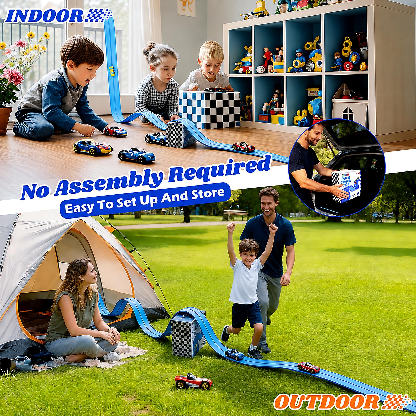 bendable race track compatible with 1:64 scale die-cast cars