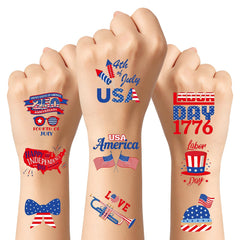 150 piece Fourth of July tattoos pack with assorted patriotic designs