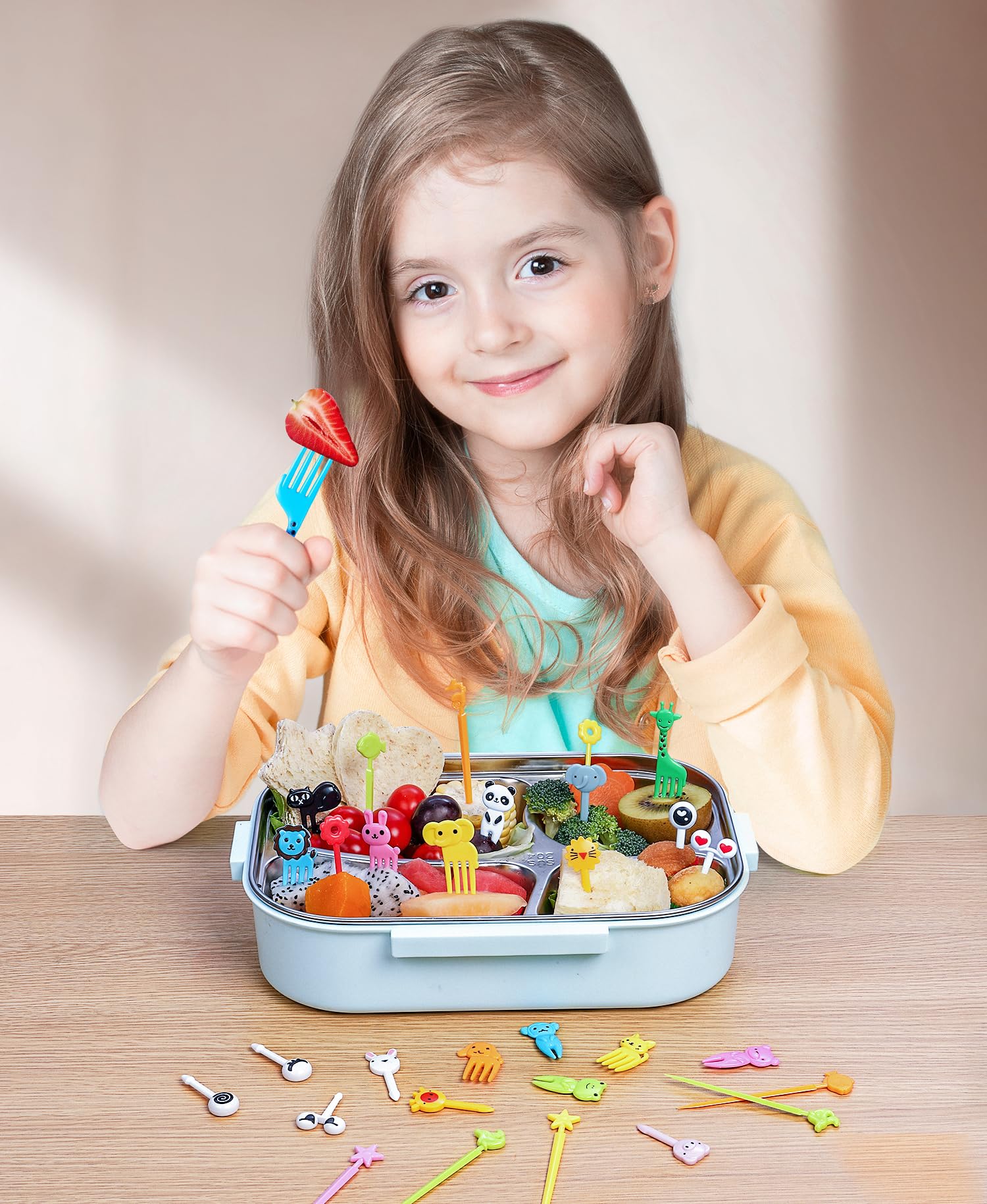 150-piece animal food picks for kids lunchboxes