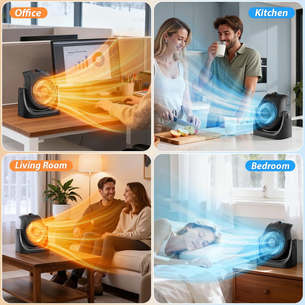 Living room or office setup using compact heater fan