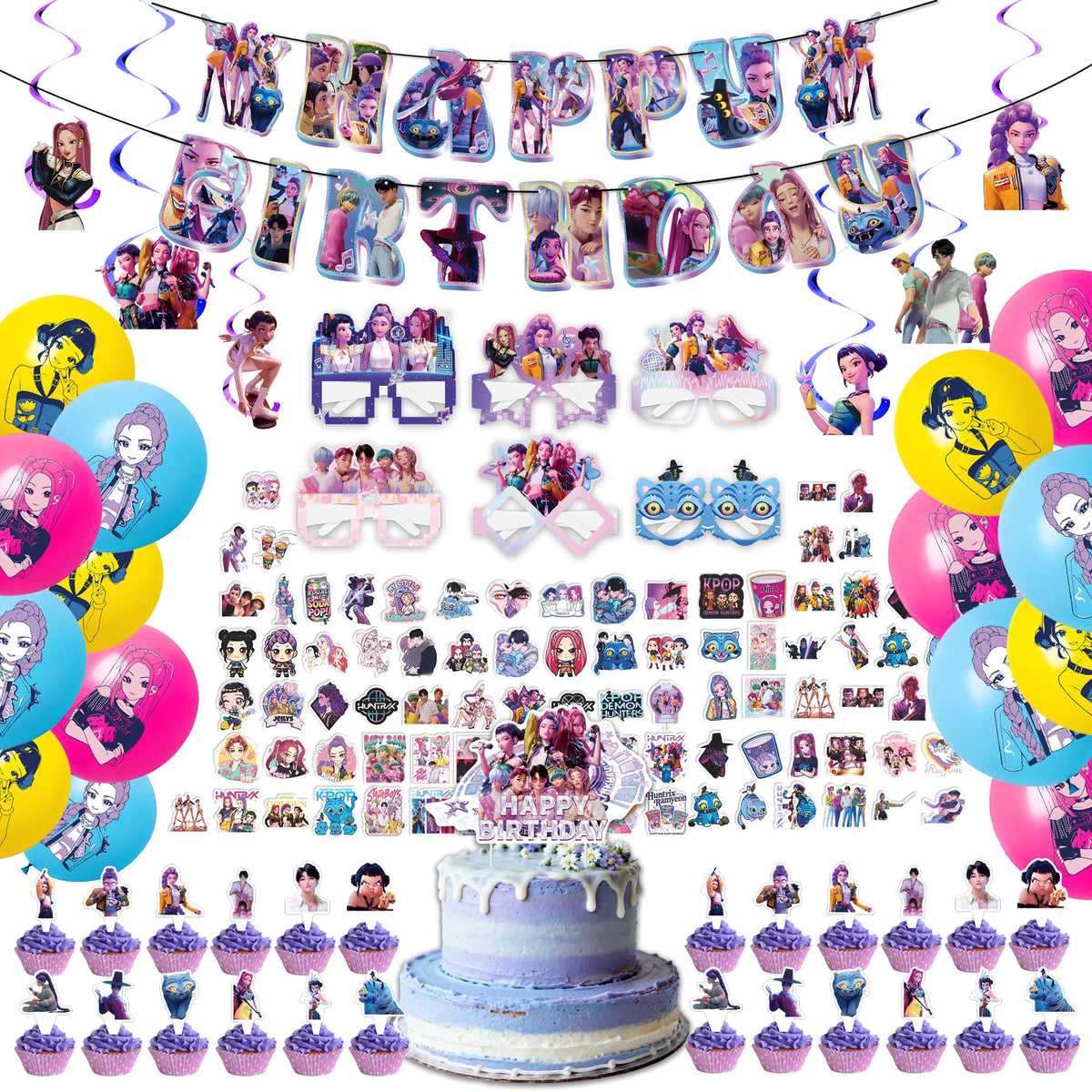 157pcs Kpop Demon Hunters set package for birthday party