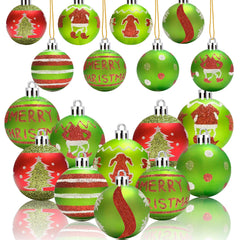 16-pack christmas ball ornaments size 2.4 inch in red green white on tree