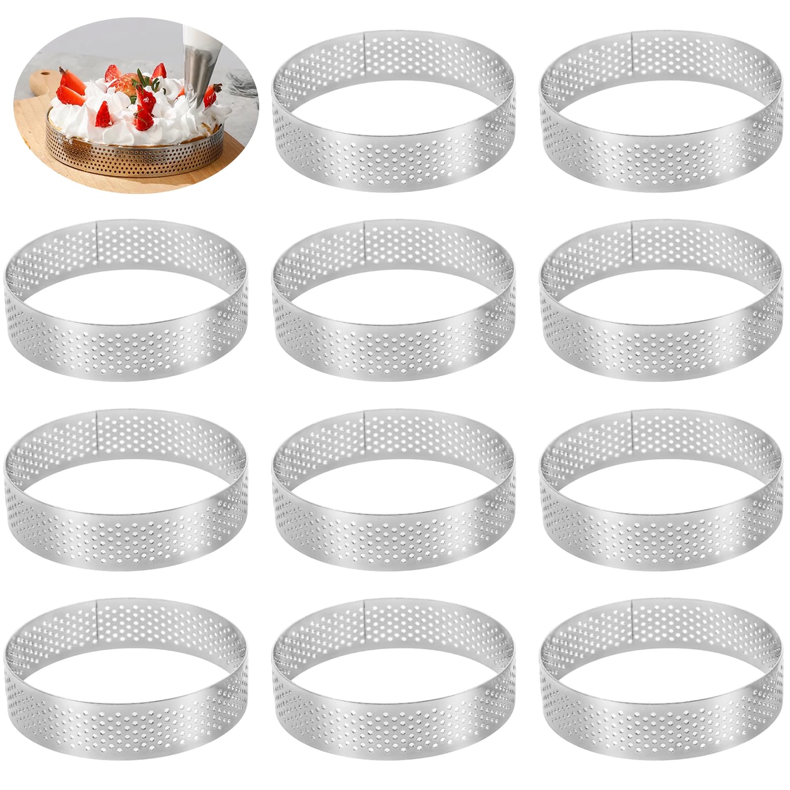 16 piece stainless steel tart ring set