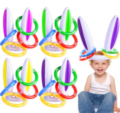 Pack of 4 inflatable bunny ears with 16 rings for Easter