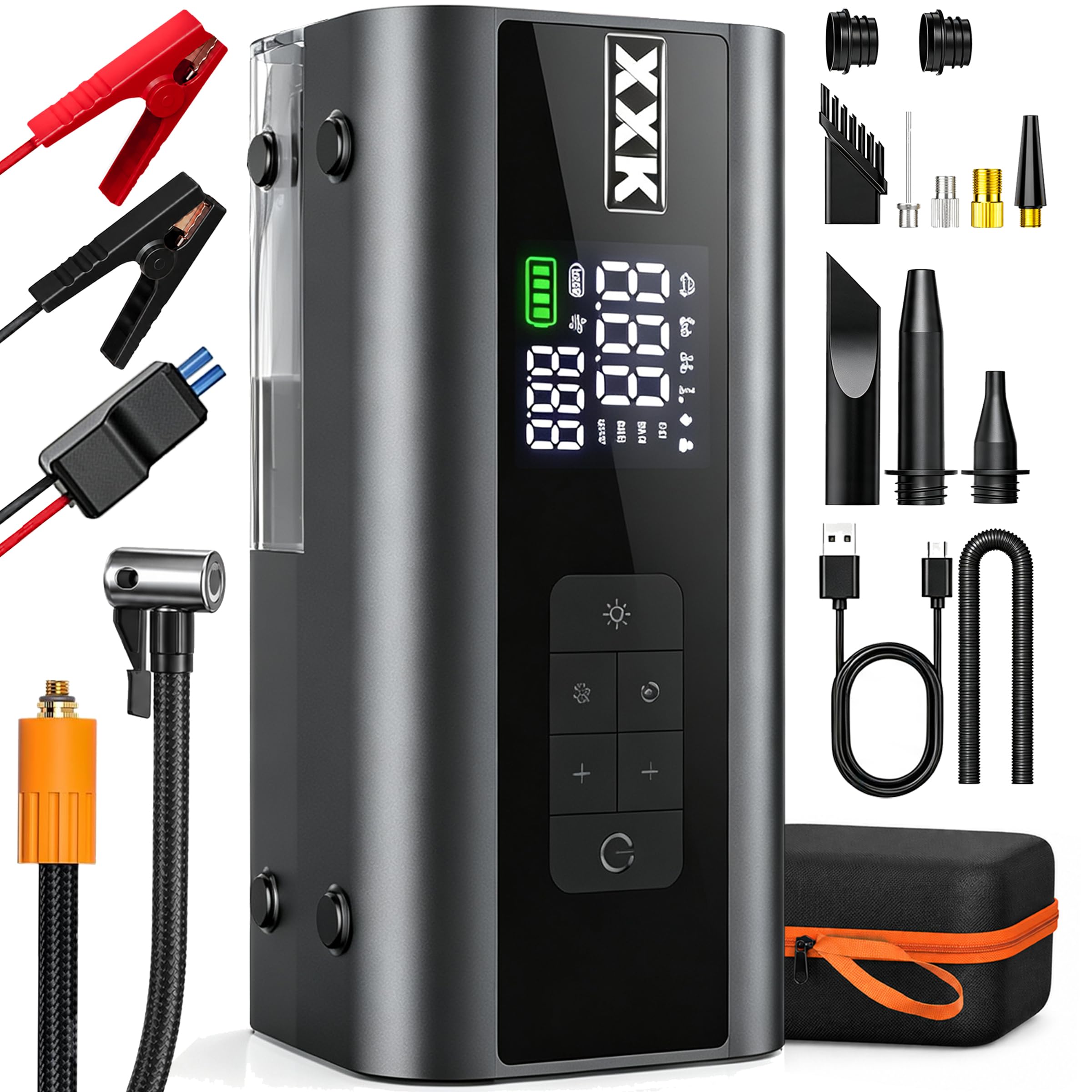 Compact all-in-one 160PSI tire inflator portable air compressor