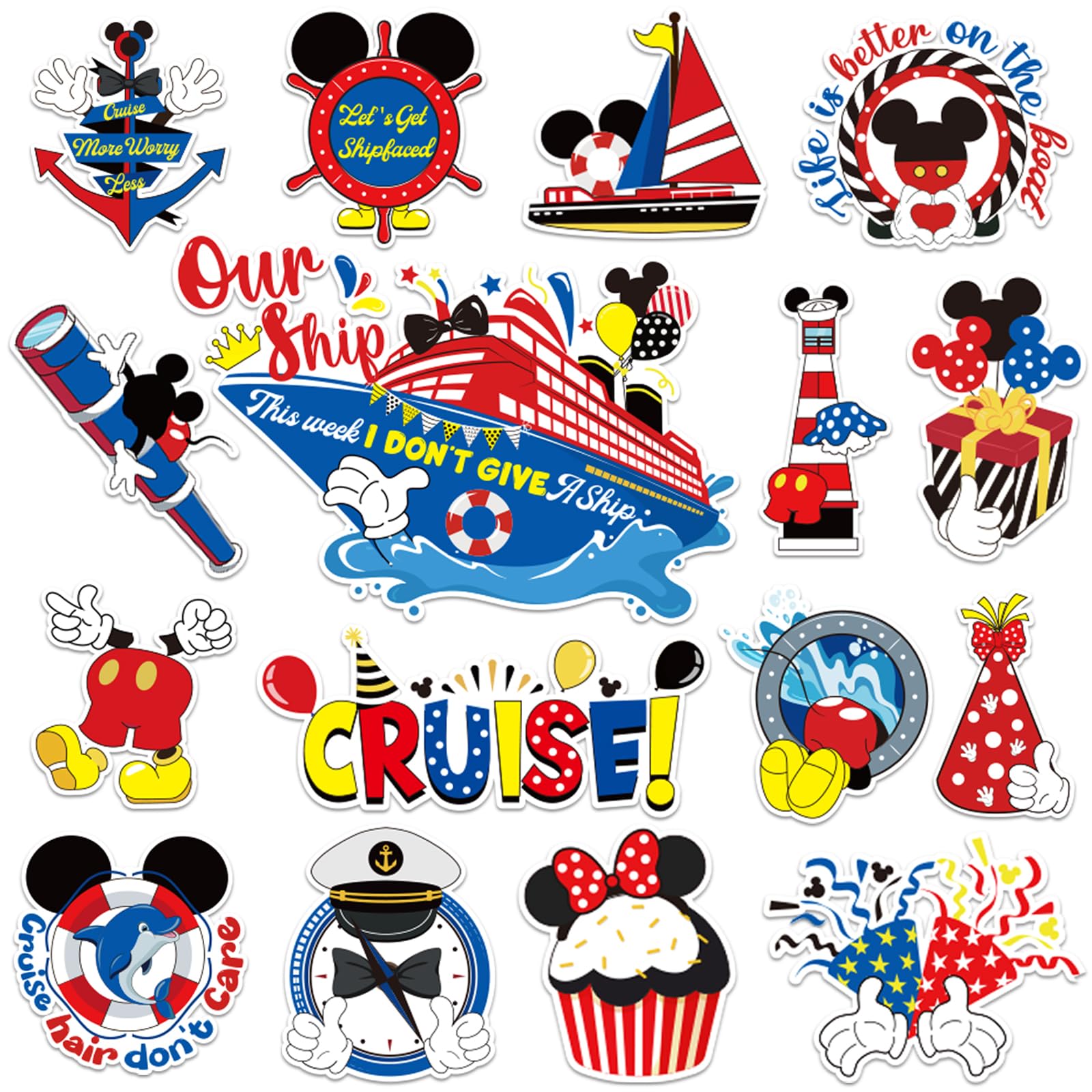 Captain and mouse cruise door magnets with cruise ship in 16pcs set