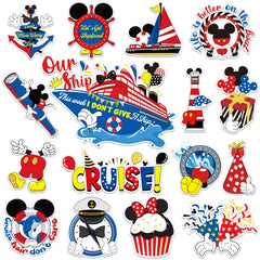 Captain and mouse cruise door magnets with cruise ship in 16pcs set