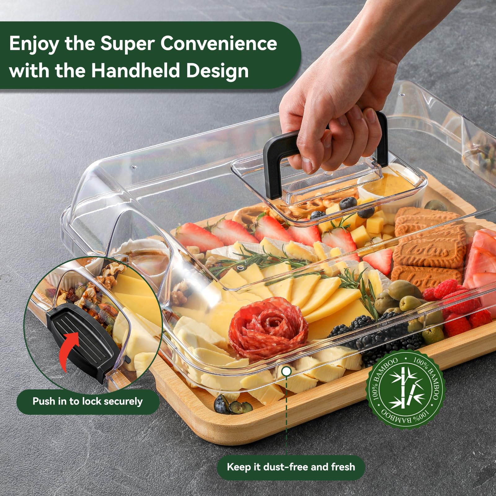 Clear lid with side clips for freshness