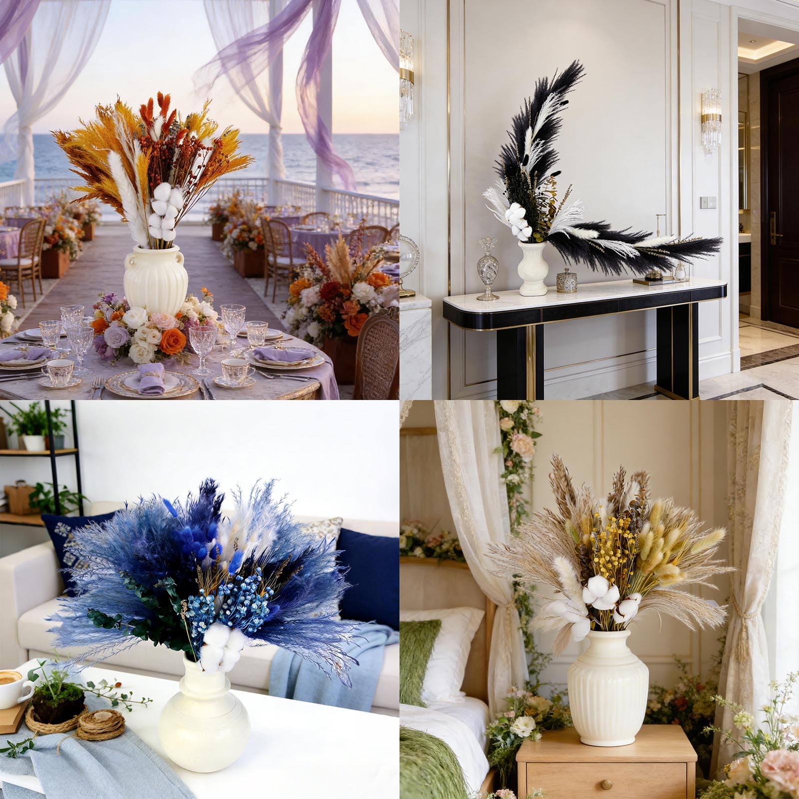 17 inch long stems dried plant bouquet for vase decor