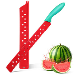 17-inch watermelon knife with protective sleeve and serrated blade