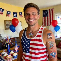 Adults and teens patriotic temporary tattoos set