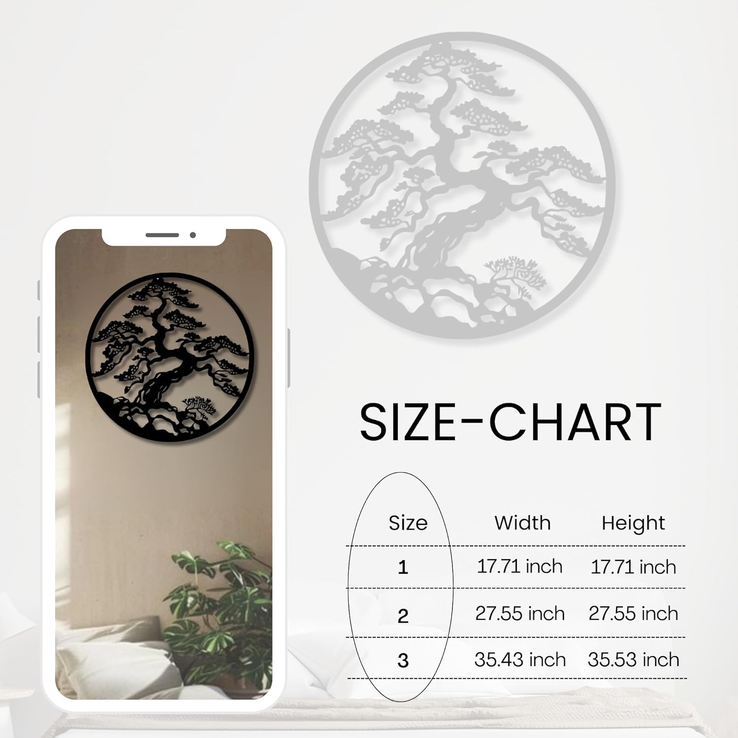 17x17 inch bonsai tree metal wall art centerpiece