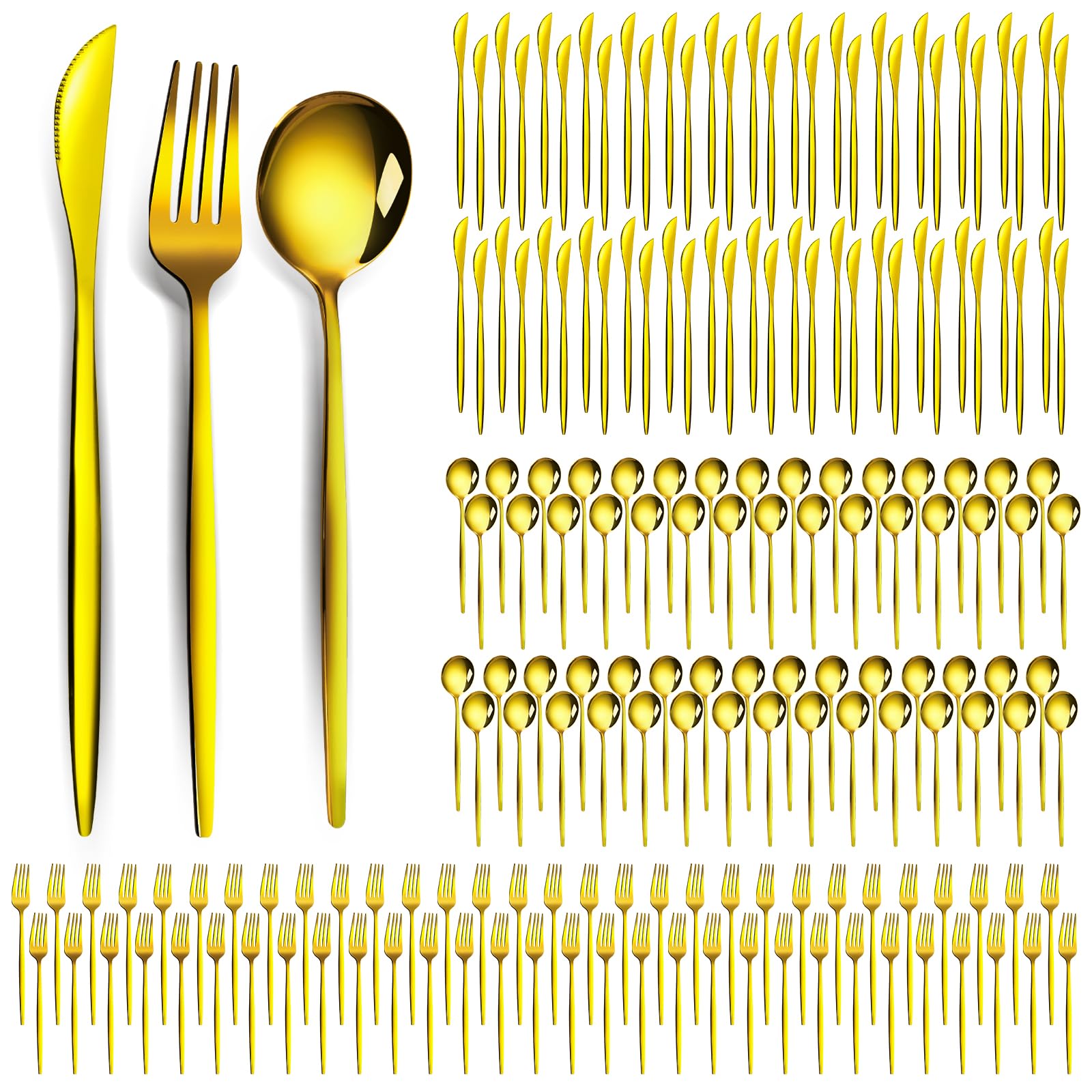 180 pieces gold silverware bulk for 60 guests