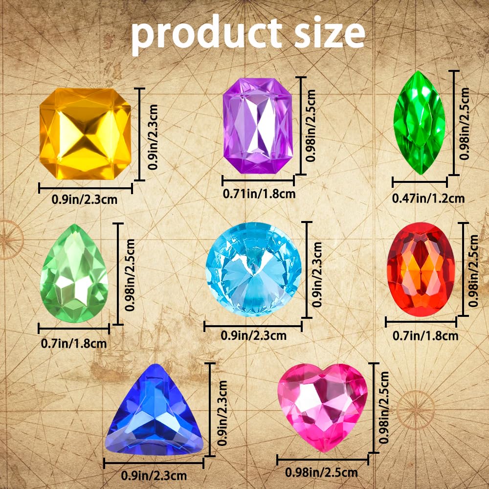 Eight gem styles with 26 dark green eye shapes for treasure hunt