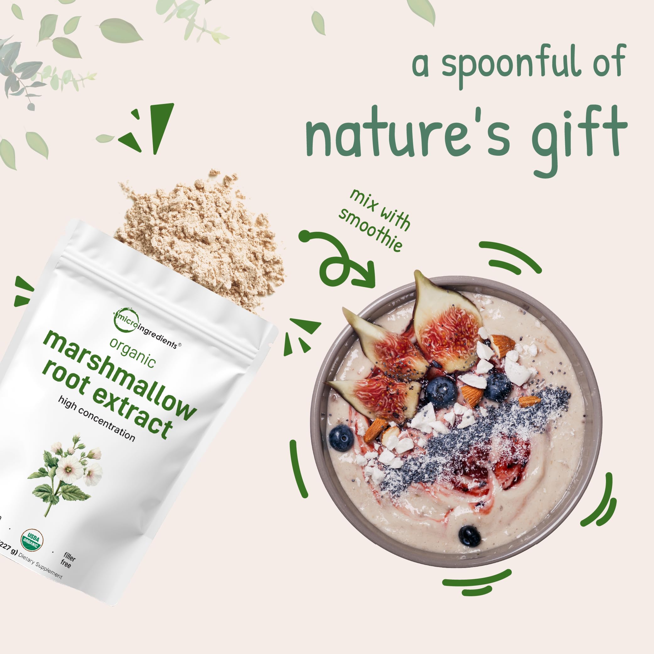 189 servings per 8 oz marshmallow root powder pouch