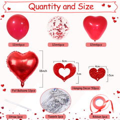 six 12 inch heart latex balloons