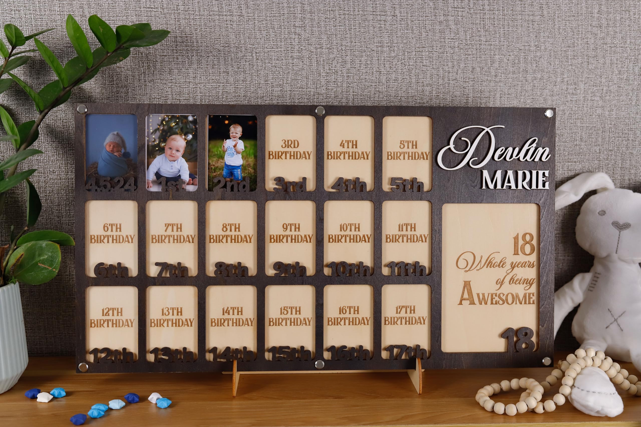 K-12 photo collage wall decor framing milestones