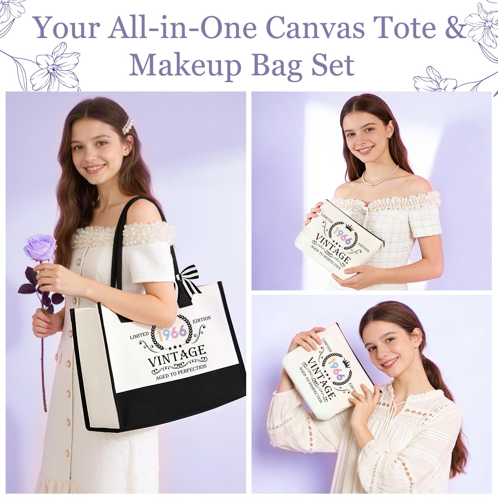 canvas tote bag with 1966 birthday design