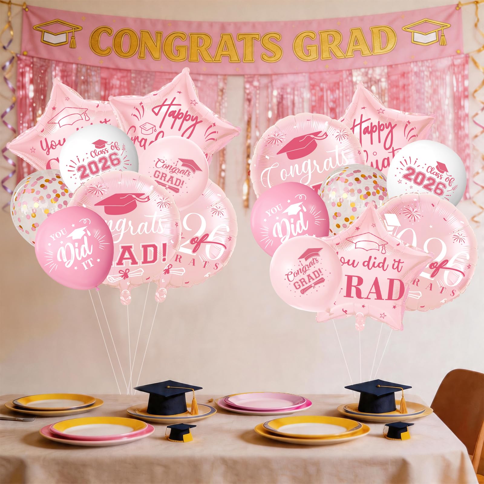 19inch star foil graduation balloon rose gold