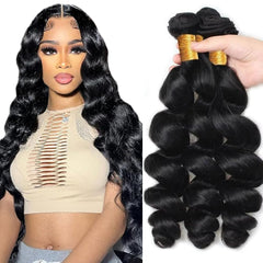 1b natural black loose deep wave bundles 24 inch image