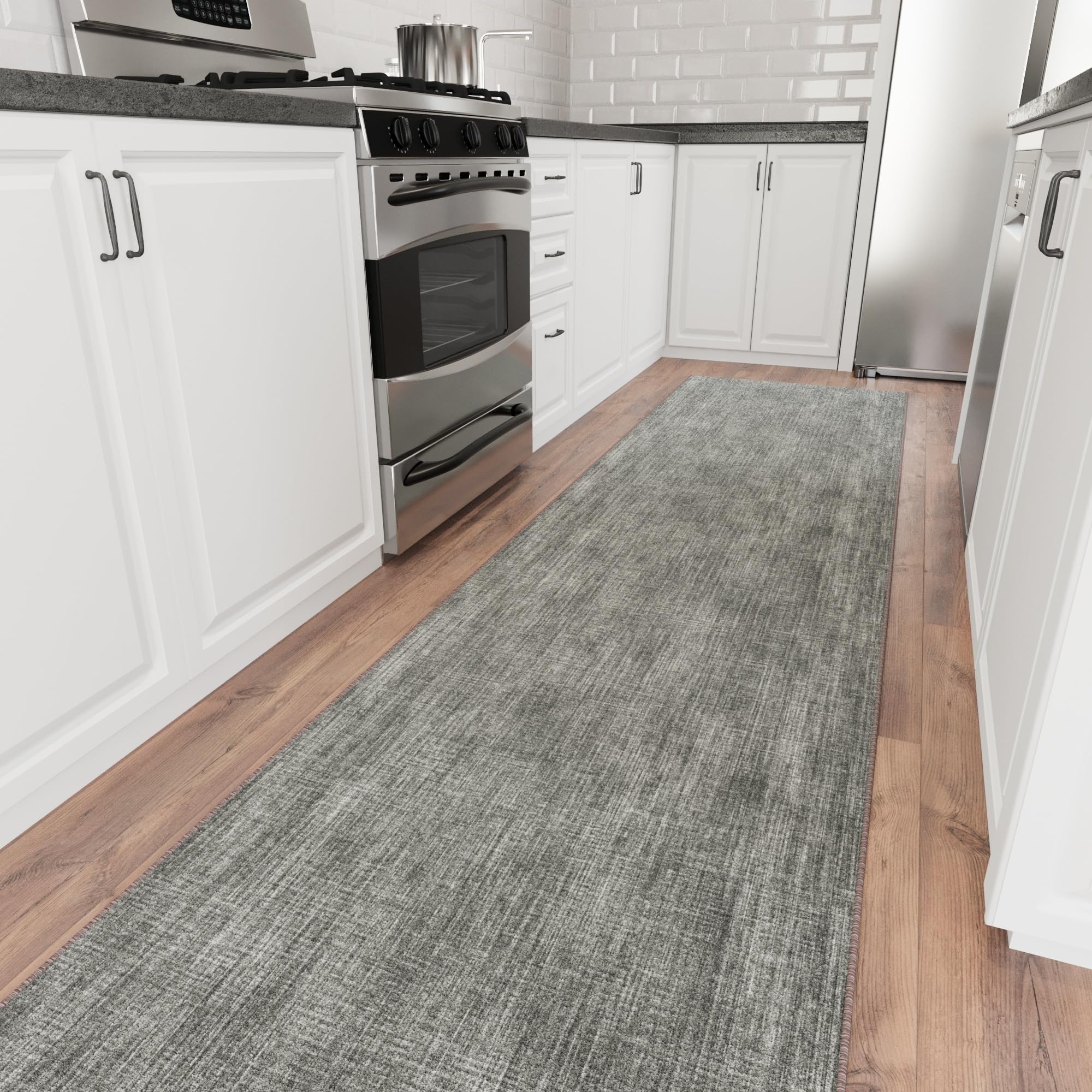 Ottomanson solid brown aisle runner rug for hallways