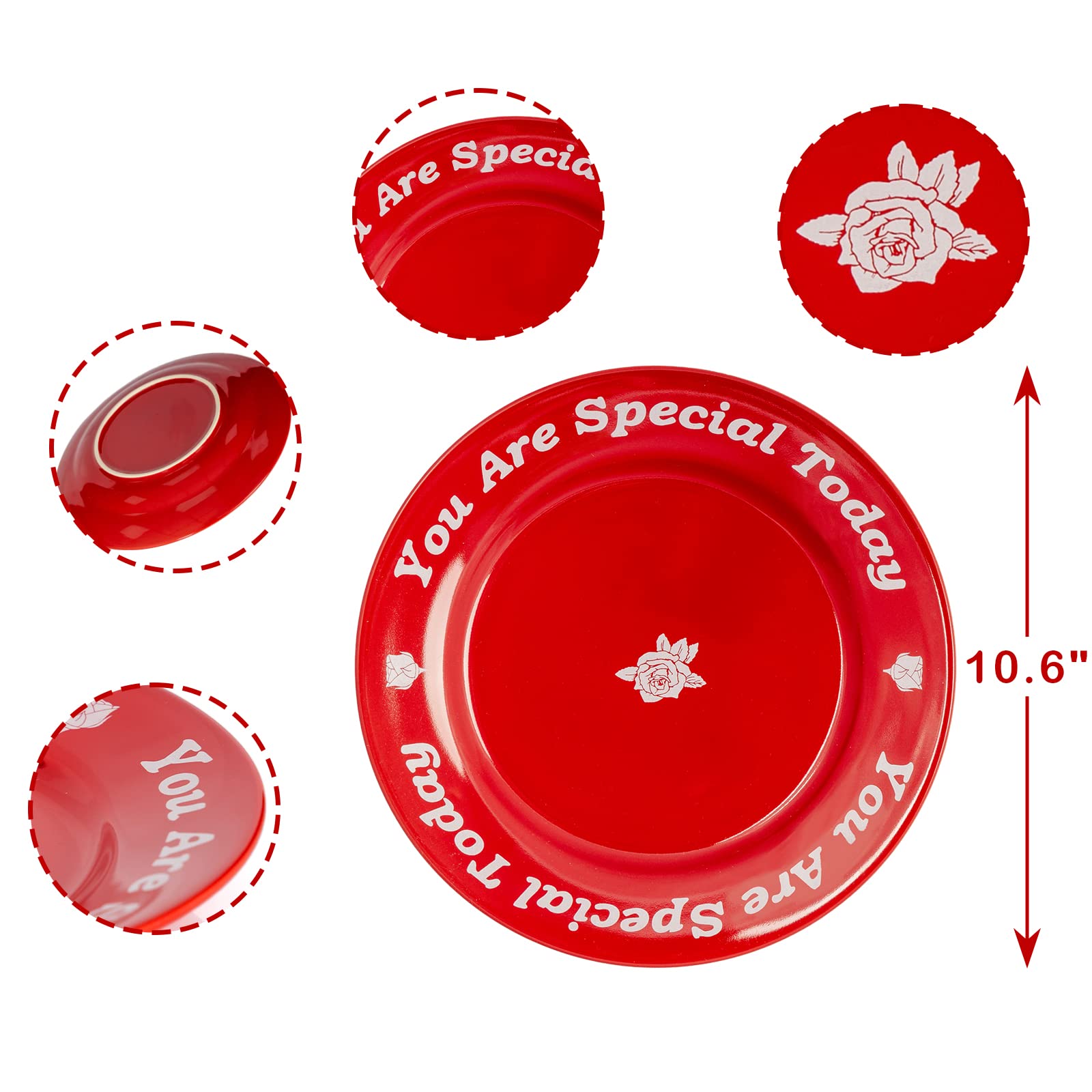 Decorative red plate for birthdays and anniversaries display