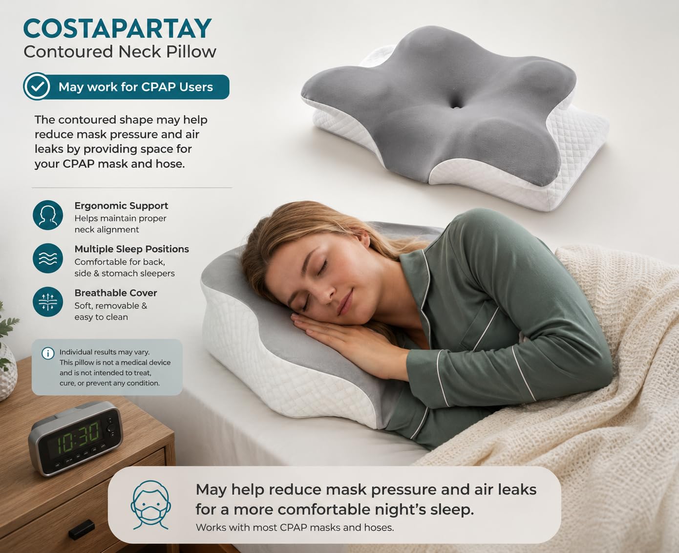 2-1 Cervical Neck Pillow contoured neck support