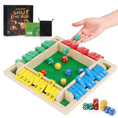 2-4 player shut the box game box set with wooden components