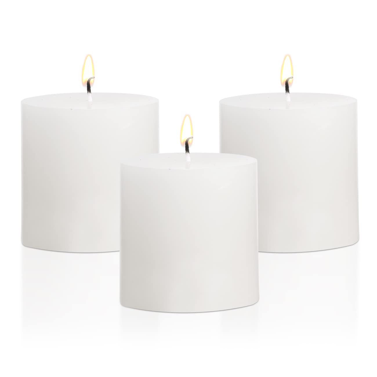 2.75x2.95 inch white pillar candles set of 3 with cotton wick