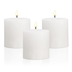 2.75x2.95 inch white pillar candles set of 3 with cotton wick
