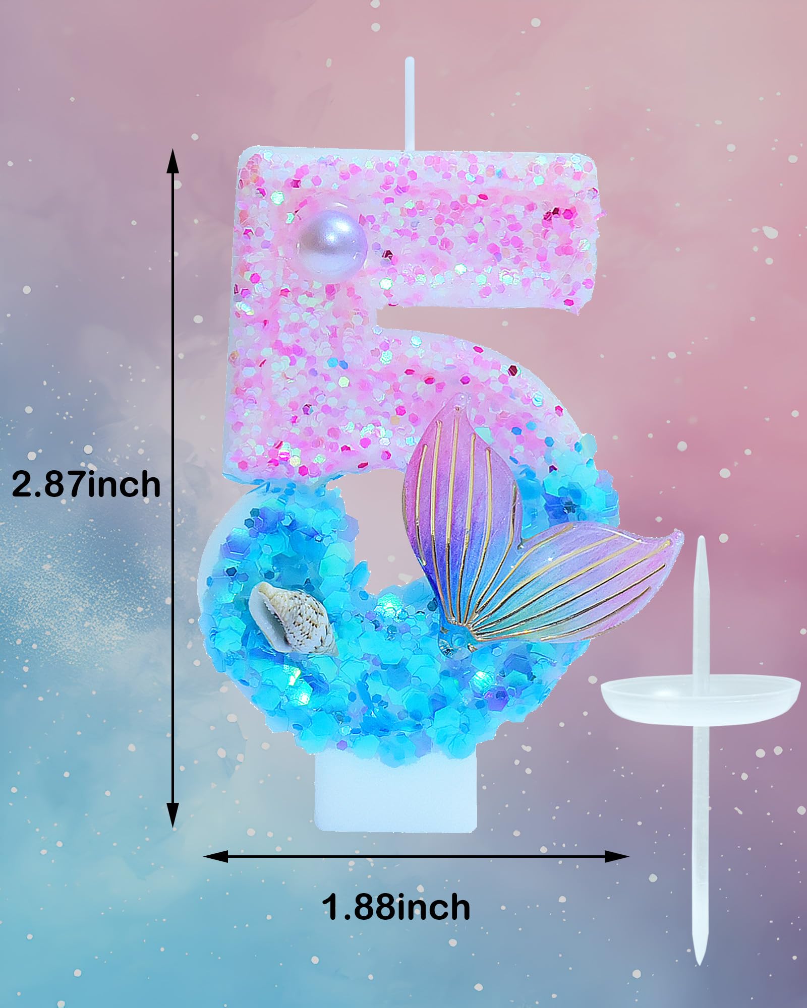 2-87 inch mermaid candle size varies by number