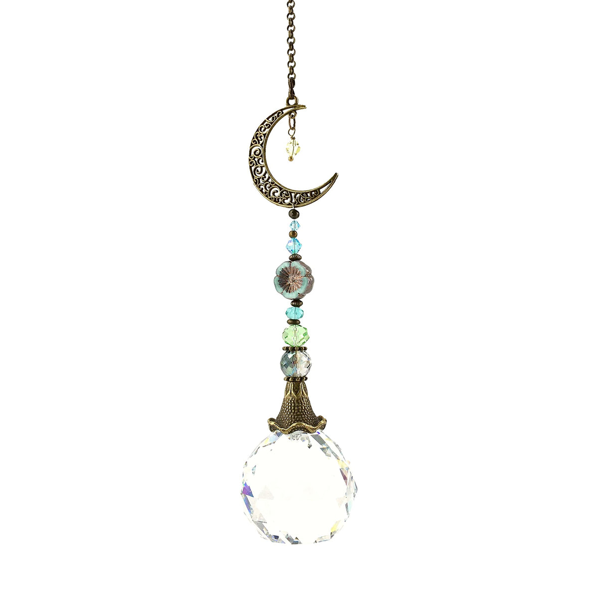 2 Dirty Birds Boutique Crescent Moon Crystal Sun Catcher with 40mm crystal prism