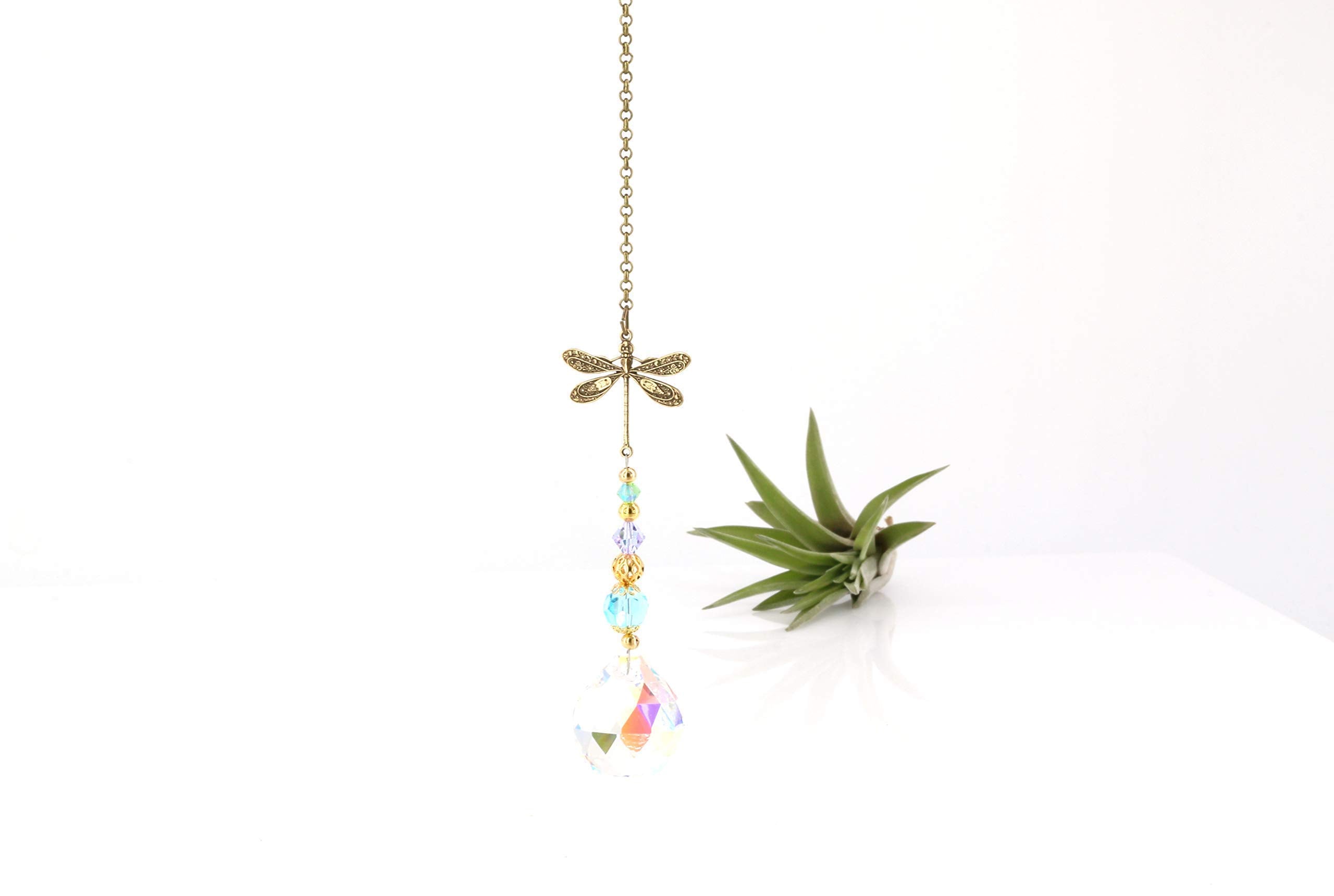 Dragonfly sun catcher crystal hanging decor