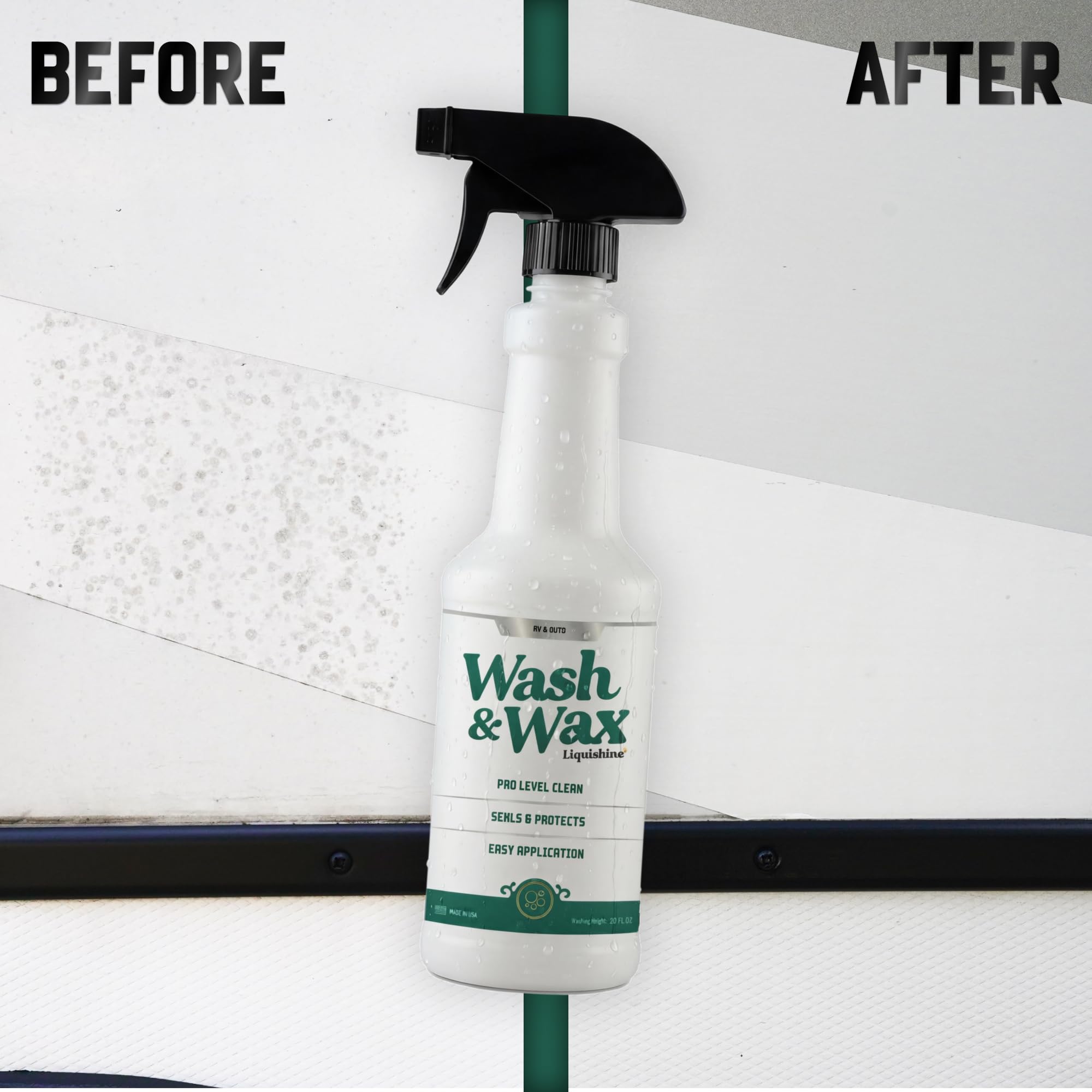 2-in-1 RV wash wax feature close up