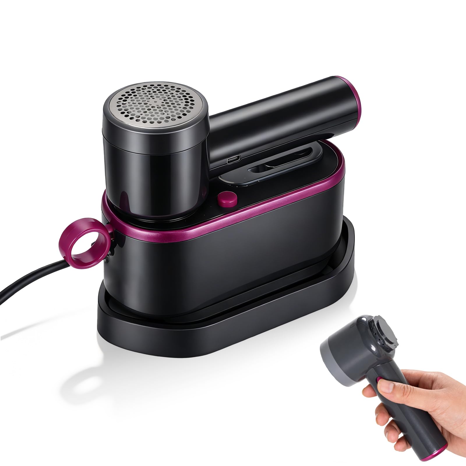 2-in-1 travel steam iron with fabric shaver