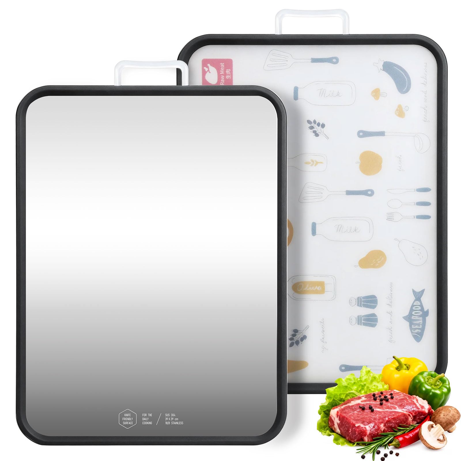 2 in1 stainless steel cutting board large double sided 16x11