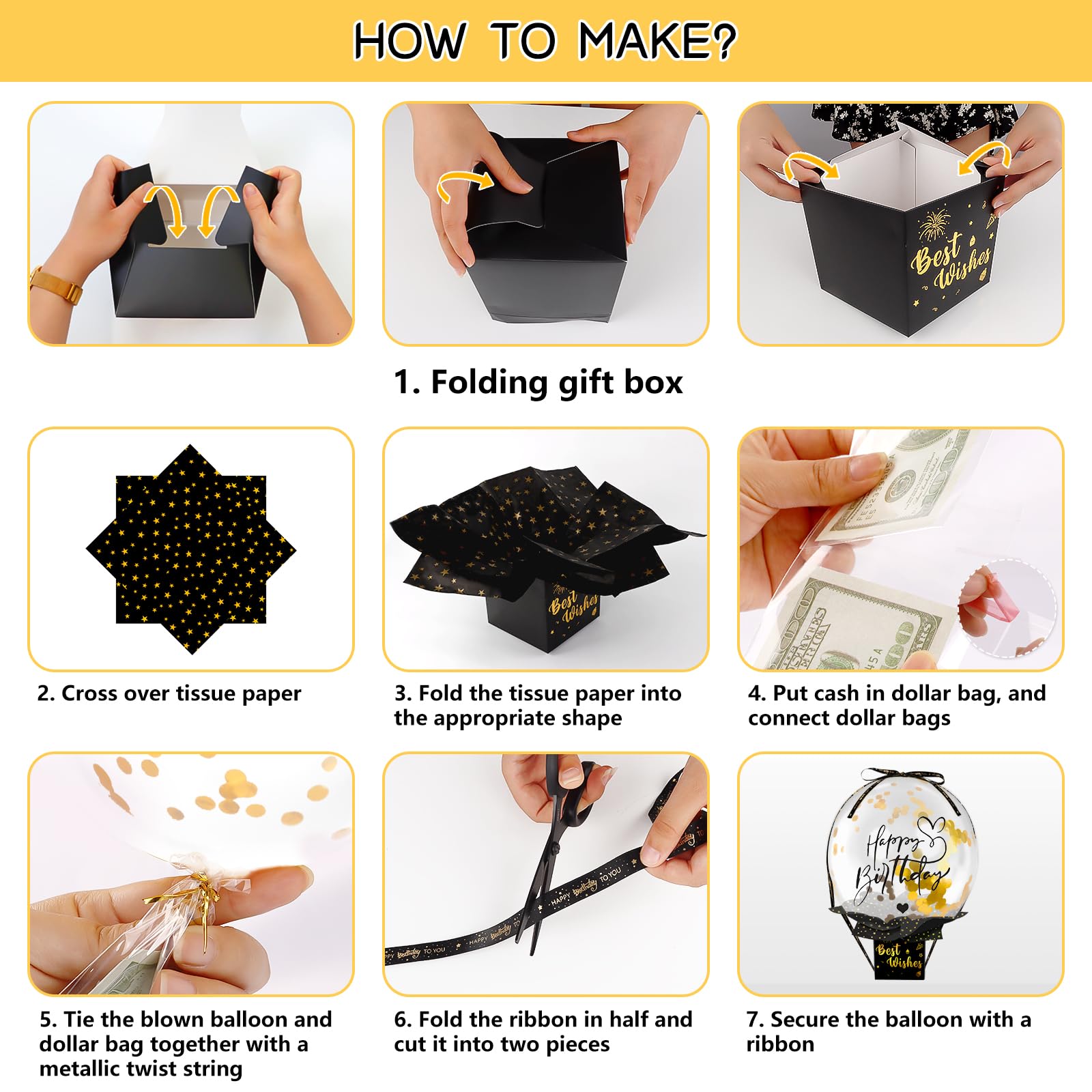 gift box with ribbon and golden cake motif