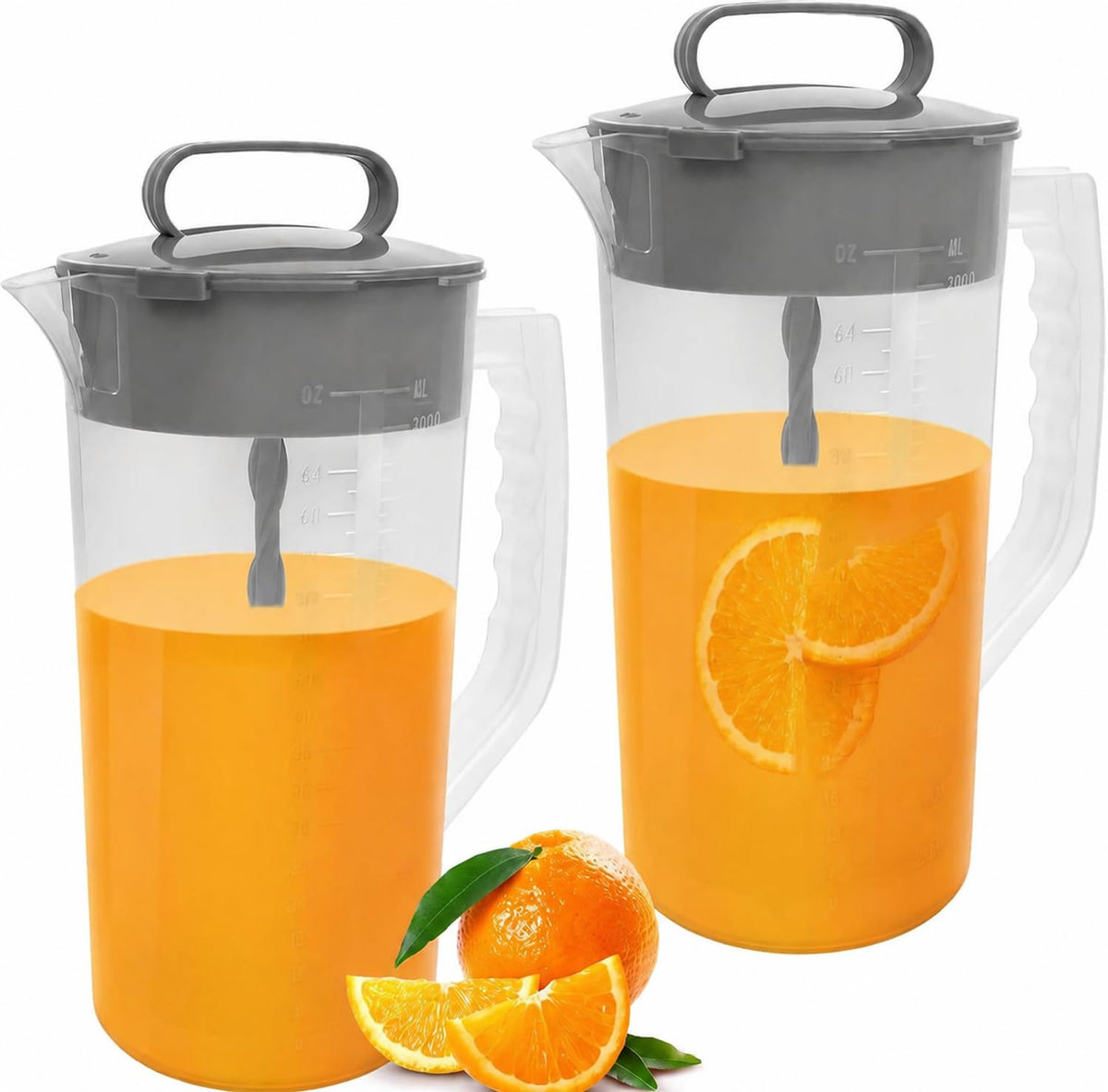 Two-pack 2-quart mixing pitcher with lid